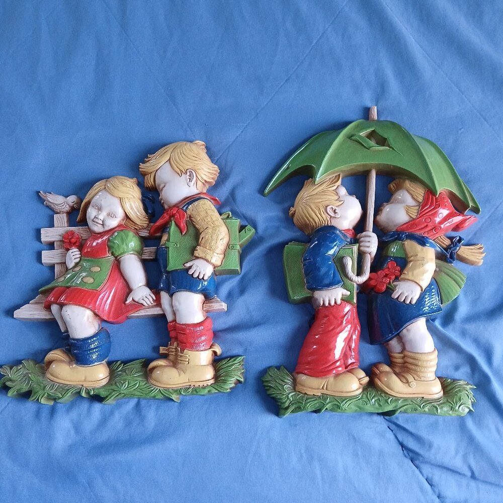 1977 DART INDUSTRIES HOMOCO VINTAGE BOY & GIRL WALL PLAQUE